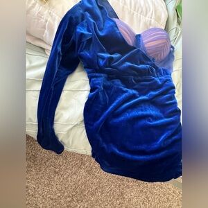 Royal Blue Velvet Dress